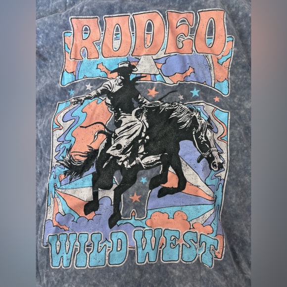 Rodeo Wild West Graphic Gray oversized T-Shirt - Picture 4 of 4